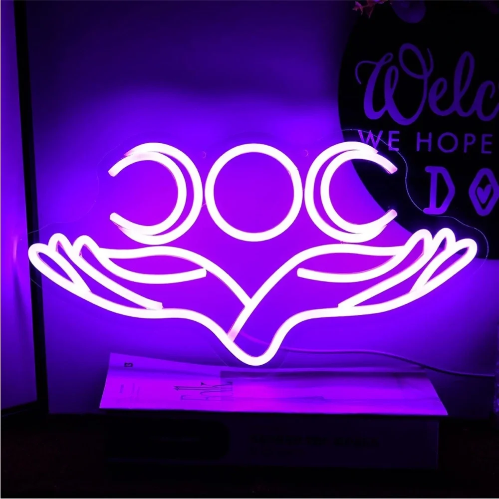 Lunar Empress Purple Neon Tarot Magical Light Astrology Sign Bedroom Wall Decor - Picture 6 of 6
